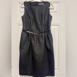 MaxMara Shimmer Black Textured Belted Midi Dress